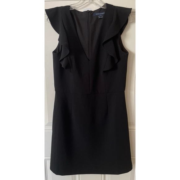 French Connection Size 10 Black Ruffle Mini Dress - Picture 7 of 7